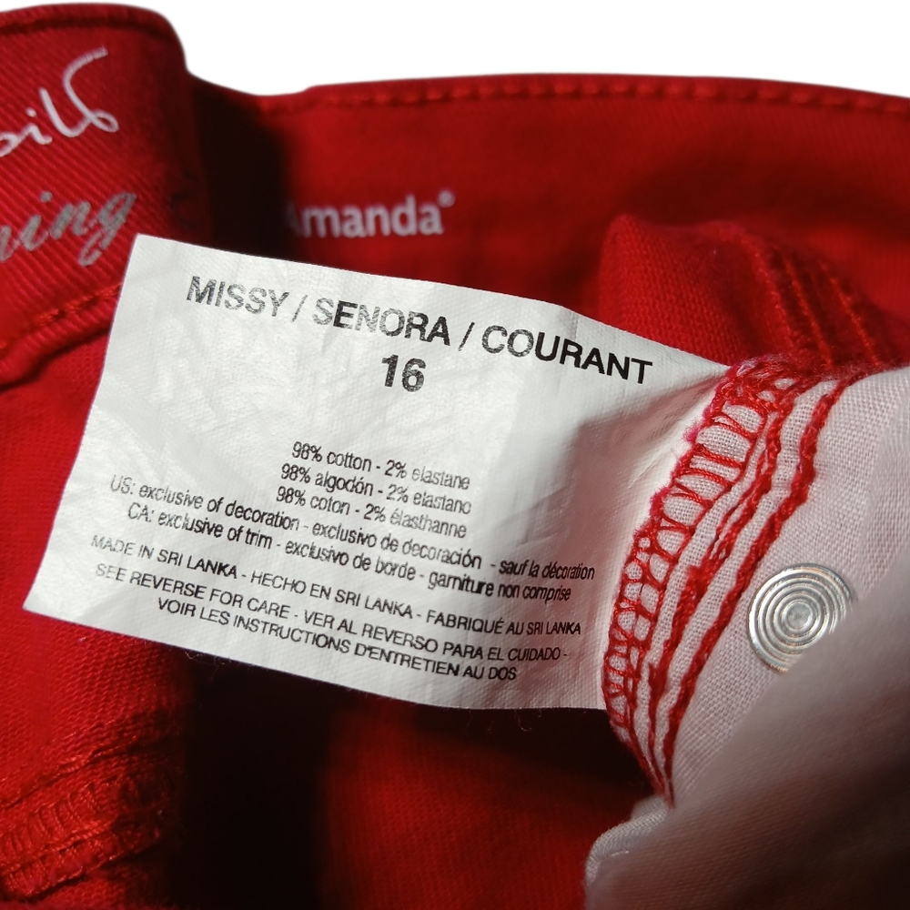 Gloria Vanderbilt Denim All Around Slimming Effect Red Cuffed Shorts Size 16 - Picture 8 of 16